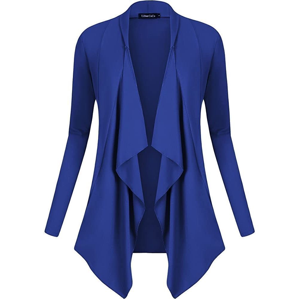 LILYSILK-Inspired Royal Blue Open Front Draped Cardigan